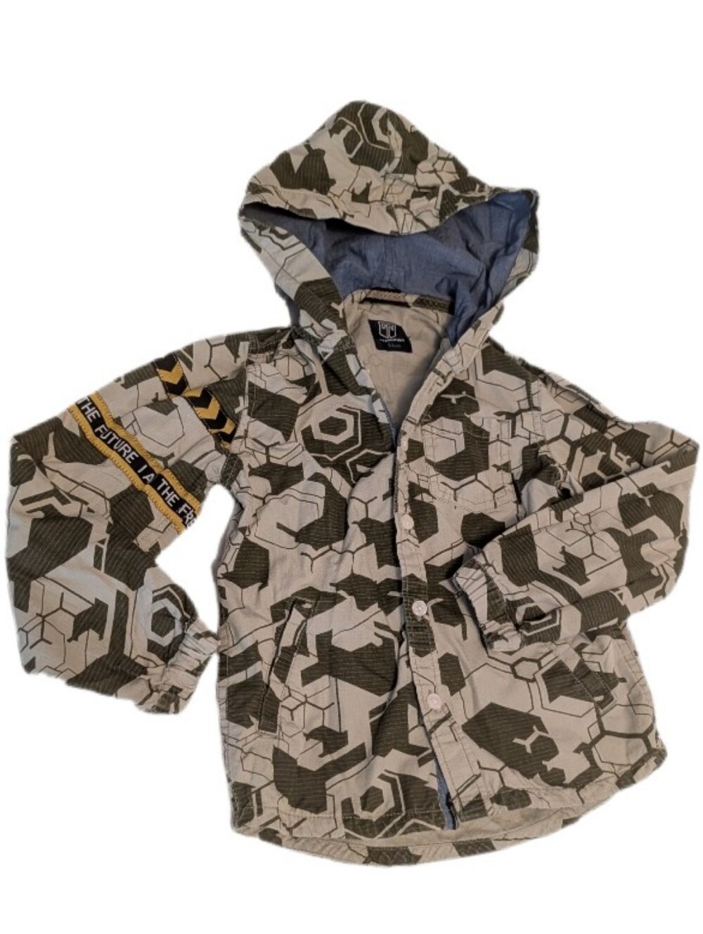 Team Spirit "I Am The Future" Boy Camouflage Pattern Hooded Button Down 5-6 Yrs